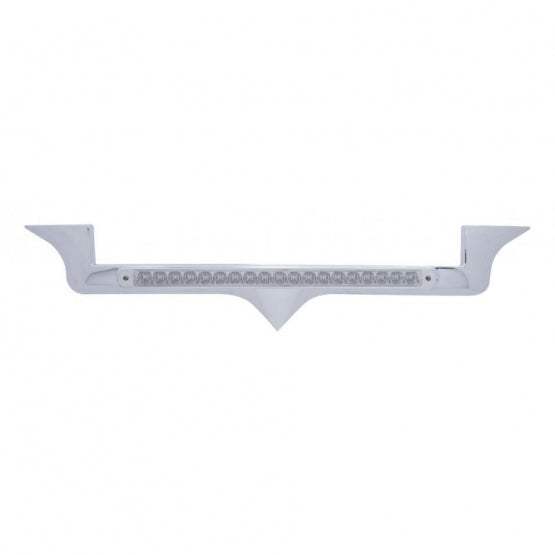 Chrome Hood Emblem Trim With 19 LED Reflector Light Bar For Kenworth - Amber LED/Clear Lens