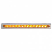 Stainless Light Bracket With 14 LED 12" Sequential Light Bar (Left to Right) - Amber LED/Amber Lens