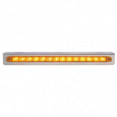 Stainless Light Bracket With 14 LED 12" Sequential Light Bar (Left to Right) - Amber LED/Amber Lens