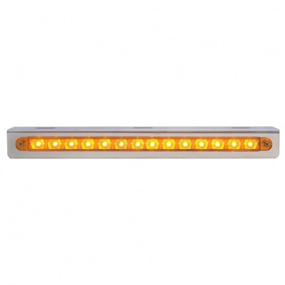 Stainless Light Bracket With 14 LED 12" Sequential Light Bar (Left to Right) - Amber LED/Amber Lens