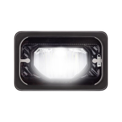 ULTRALIT - Heated 4" X 6" LED Headlight With Glass Lens & Aluminum Housing - Low Beam - Black