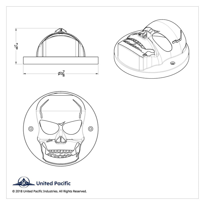 Chrome Plastic Skull Bezel For 2-1/2" Light Grommet