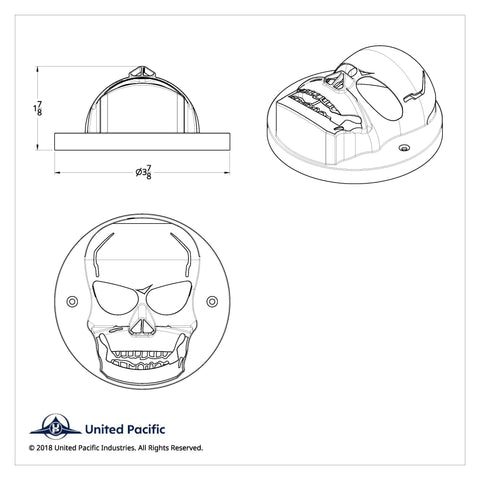 Chrome Plastic Skull Bezel For 2-1/2" Light Grommet