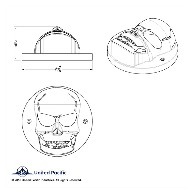 Chrome Plastic Skull Bezel For 2-1/2" Light Grommet