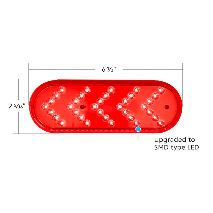 35 LED 6" Reflector Oval Sequential Turn Signal Light - Red LED/Red Lens