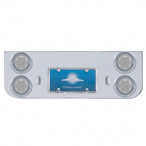 Chrome Rear Center Panel With Four 7 LED 4" Reflector Lights & Visors - Red LED/Clear Lens