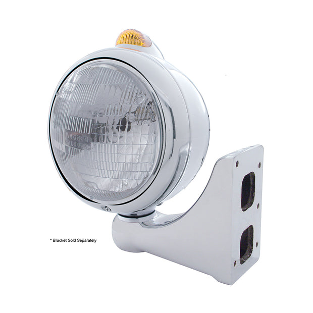 Stainless Steel Guide 682-C Headlight H6024 & Dual Mode LED Signal - Amber Lens