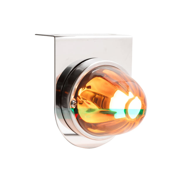 Dual Function Glass Watermelon Light With Stainless Steel Light Bracket Kit With LED Bulb-Amber