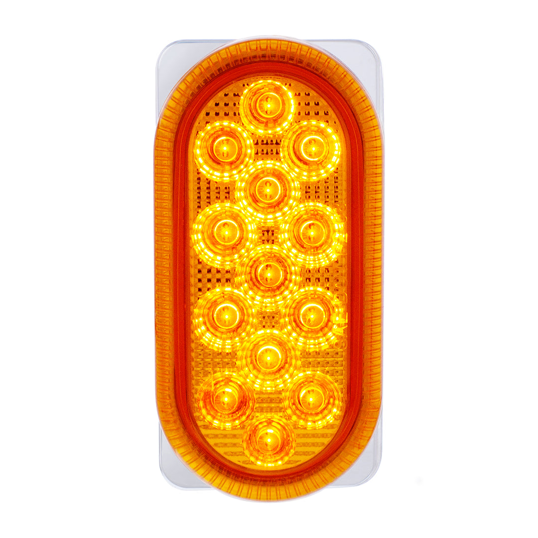 26 LED Dual Function Reflector Double Face Oval Light With SS Bracket - Amber &amp; Red LED/Amber &amp; Red Lens