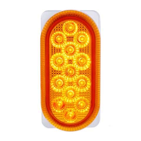 26 LED Dual Function Reflector Double Face Oval Light With SS Bracket - Amber & Red LED/Amber & Red Lens