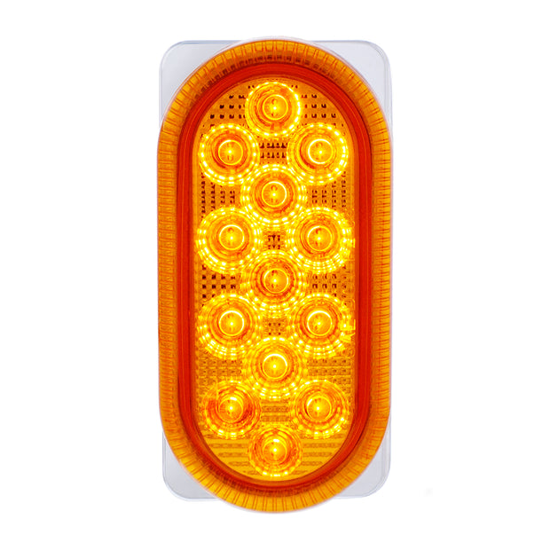 26 LED Dual Function Reflector Double Face Oval Light With SS Bracket - Amber & Red LED/Amber & Red Lens