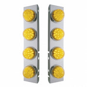 SS Front Air Cleaner Bracket With 8X 17 Amber LED Reflector Lights & SS Bezels For Peterbilt-Amber Lens