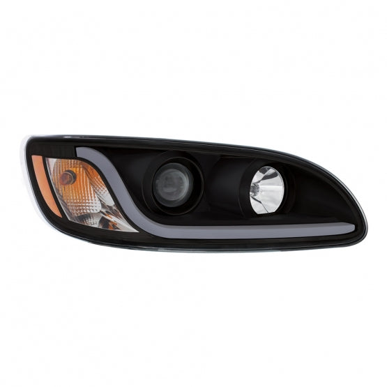 Black Projection Headlight W/LED Dual Function Light Bar For PB 386 (2005-2015) & 387 (1999-2010) - Passenger
