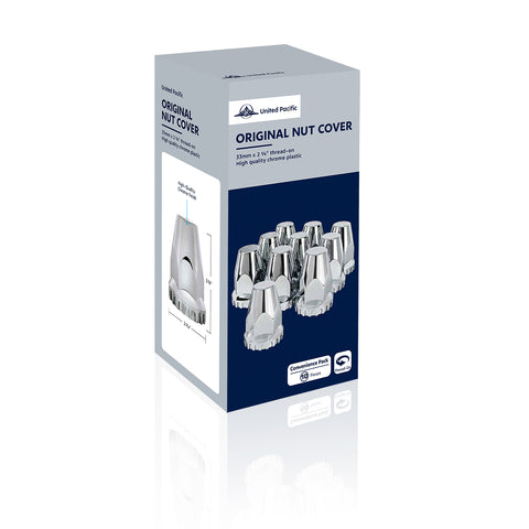33mm X 2-3/4" Chrome Plastic Original Nut Covers - Thread-On (Box of 10)