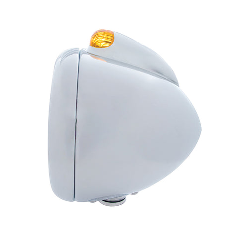 Stainless Steel Guide 682-C Headlight H4 & Dual Mode LED Signal - Amber Lens