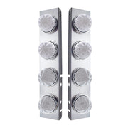 SS Front Air Cleaner Bracket With 8X 17 LED Watermelon Lights & SS Bezels For Peterbilt -Amber LED/Clear Lens (Pair)