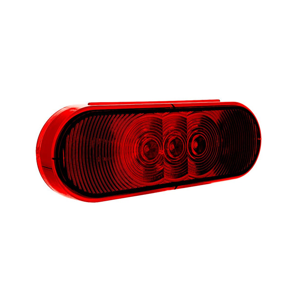 3 LED 6" Oval Light (Stop, Turn, & Tail)- Red LED/Red Lens