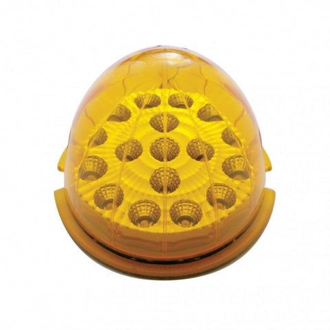 Fog Light Cover With Amber LED Clear Style Reflector Light & Visor For 2007-17 KW T660- Driver -Amber Lens