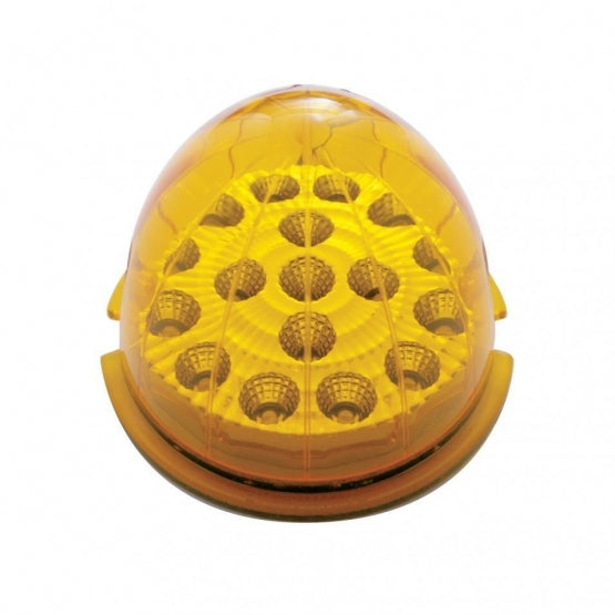 Fog Light Cover With Amber LED Clear Style Reflector Light & Visor For 2007-17 KW T660- Driver -Amber Lens