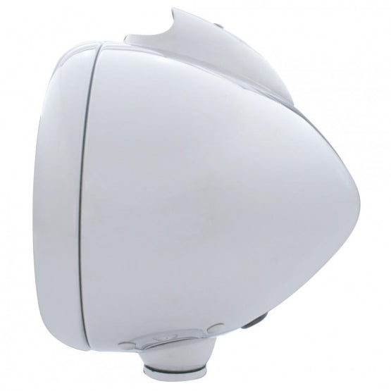 Stainless Steel Guide 682-C Headlight H4 With White LED & LED Signal - Clear Lens
