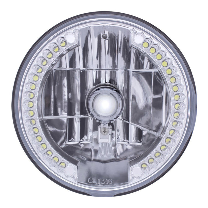 7" Crystal Headlight With 34 White LED Position Light