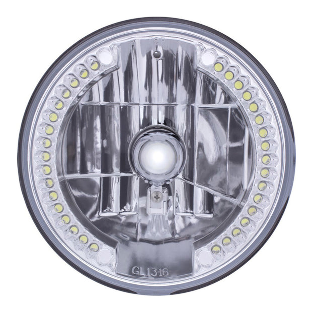 7" Crystal Headlight With 34 White LED Position Light