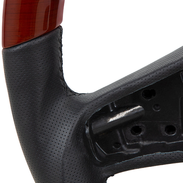 18" YourGrip Leather And Wood Steering Wheel For 2012-2021 Peterbilt 579 &amp; 2013-2021 Kenworth T680
