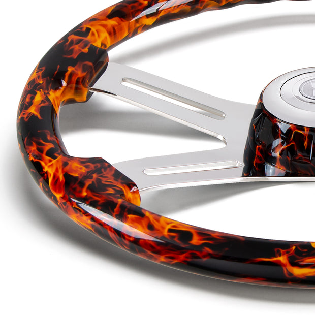 18" Flame Steering Wheel With Matching Flame Bezel