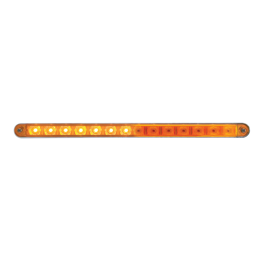 14 LED 12" Sequential Light Bar With Bezel - Amber LED/Amber Lens