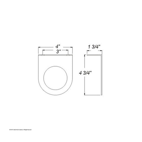 2-1/2" Black Light Bracket With Flange - 1 Hole