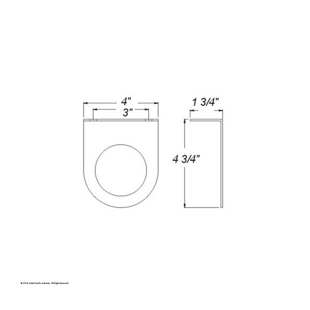 2-1/2" Black Light Bracket With Flange - 1 Hole