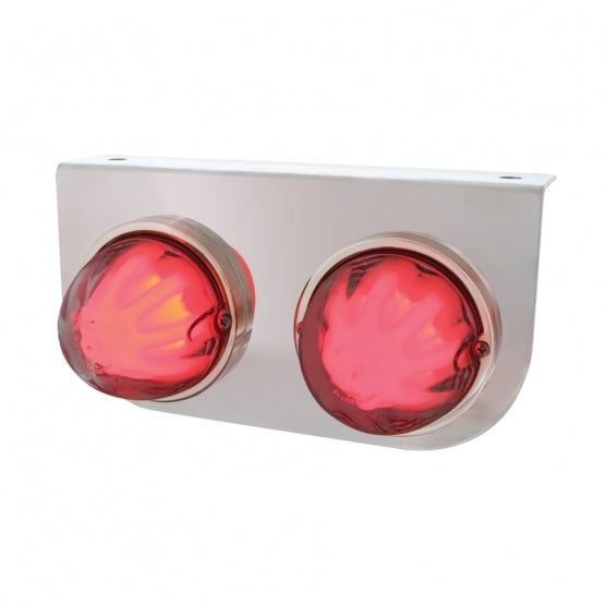 Stainless Light Bracket With 2X 9 LED Dual Function Watermelon GloLight - Red LED/Clear Lens