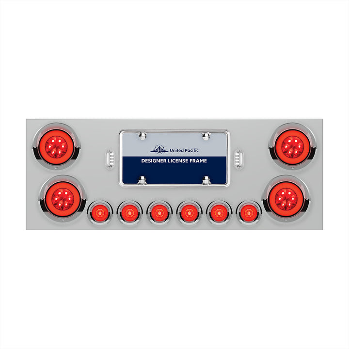 SS Rear Center Panel With 4X 21 LED 4" GloLight &amp; 6X 6 LED 2" GloLight &amp; Visors -Red LED &amp; Lens