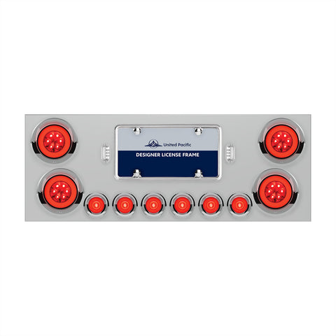 SS Rear Center Panel With 4X 21 LED 4" GloLight & 6X 6 LED 2" GloLight & Visors -Red LED & Lens