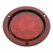 10 LED 4" Round Reflex Flange Mount Light (Stop, Turn & Tail) - Red LED/Red Lens