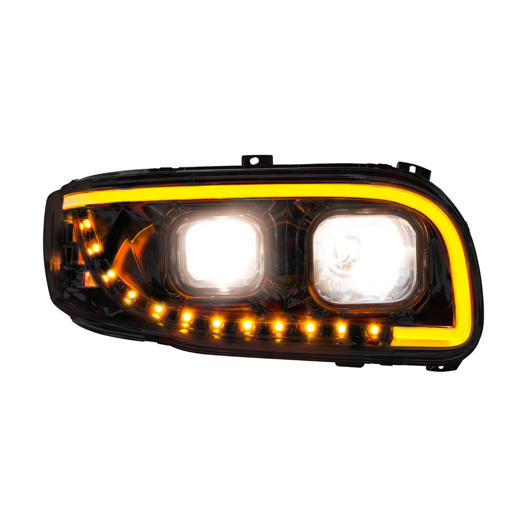 Blackout Projection Headlight With LED Turn Signal &amp; Light Bar For 2008-2024 Peterbilt 389-Passenger