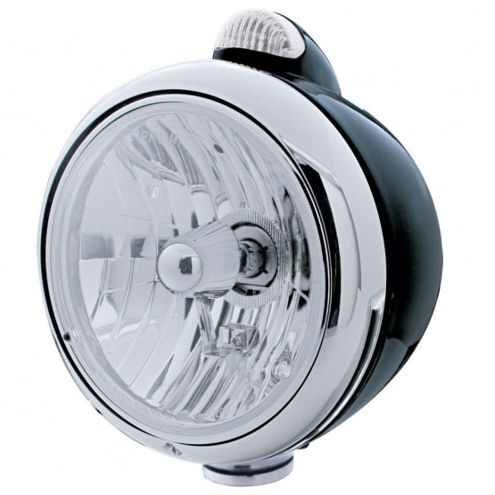Black Guide 682-C Style Headlight Crystal H4 &amp; LED Signal - Clear Lens