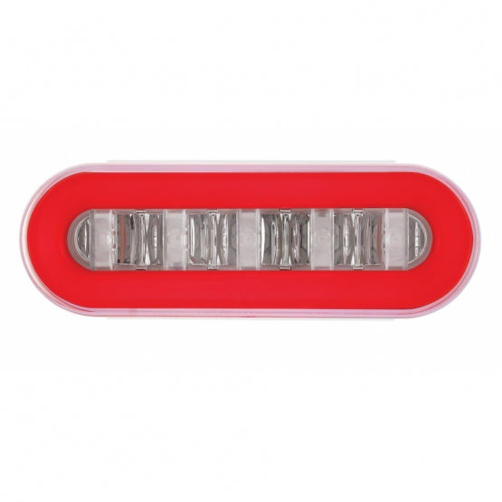 Stainless Top Mud Flap Bracket With 3X 22 LED 6" Oval GloLight &amp; Visors - Red LED/Clear Lens (Each)