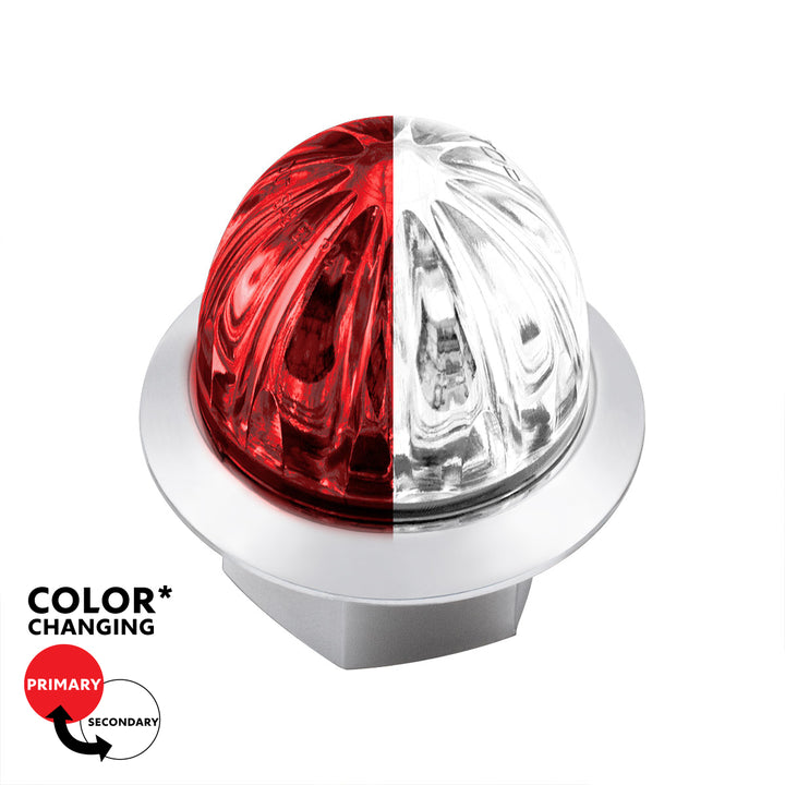 4 LED 3/4" Mini Watermelon Double Fury Light With Clear Lens (Clearance/Marker) - Red &amp; White LED