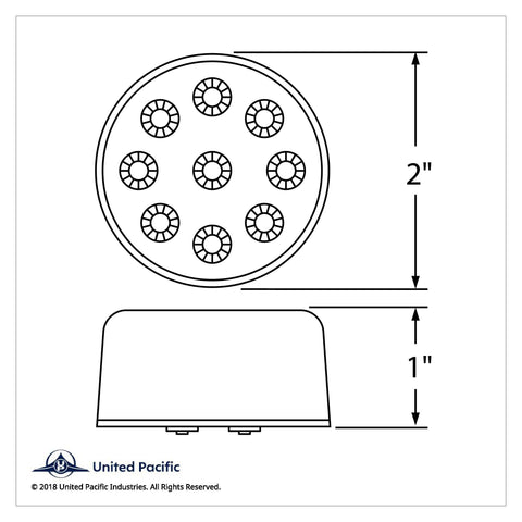 9 LED 2" Round Reflector Light Kit (Clearance/Marker) - Red LED/Red Lens