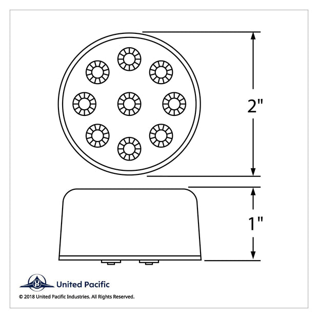9 LED 2" Round Reflector Light Kit (Clearance/Marker) - Red LED/Red Lens