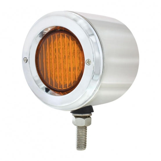 Stainless 2-1/2" Double Face Light With LED Lights &amp; Bezels - Amber &amp; Red LED/Amber &amp; Red Lens