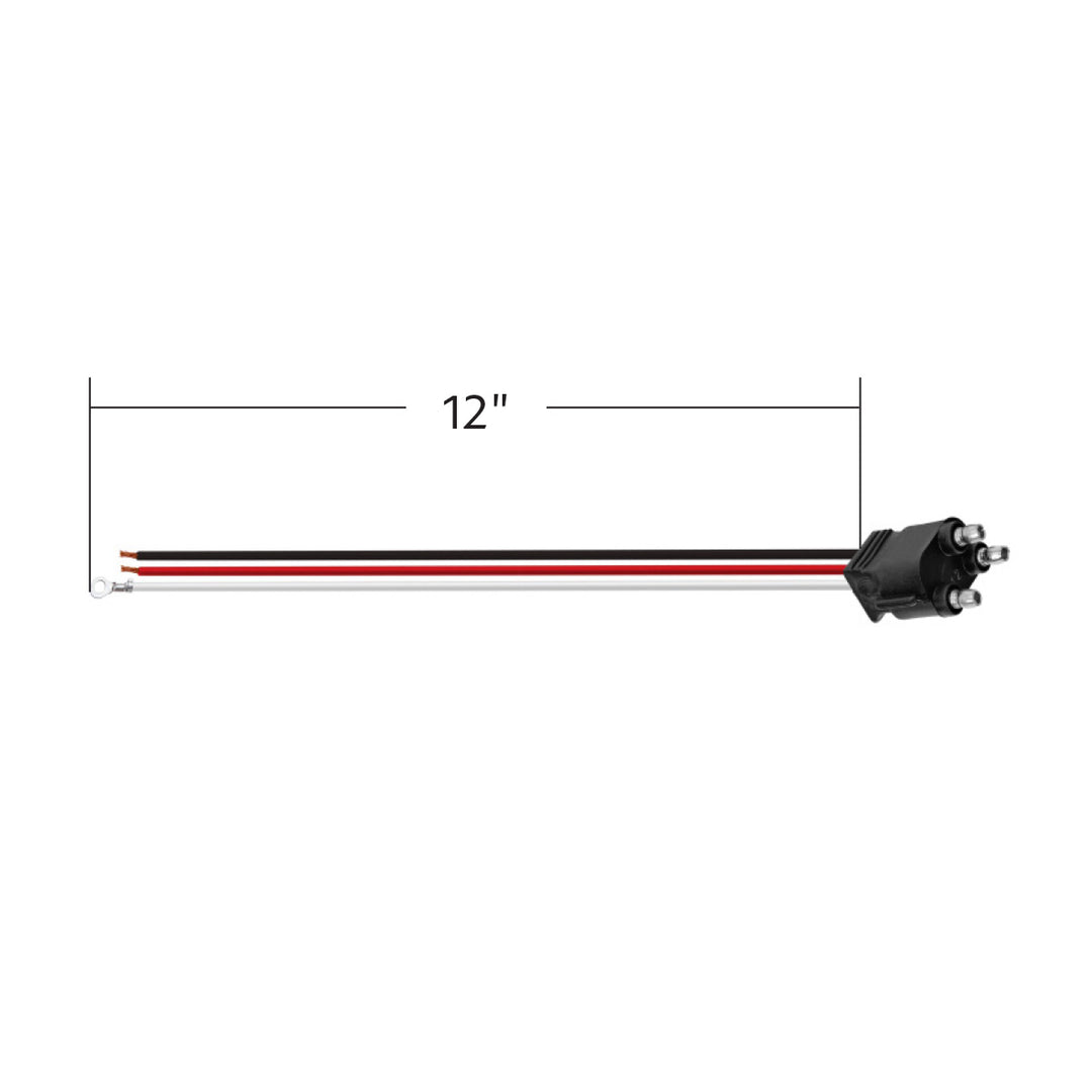 3 Wire Pigtail With 3 Prong Straight Plug - 12" Lead (10-Pack)