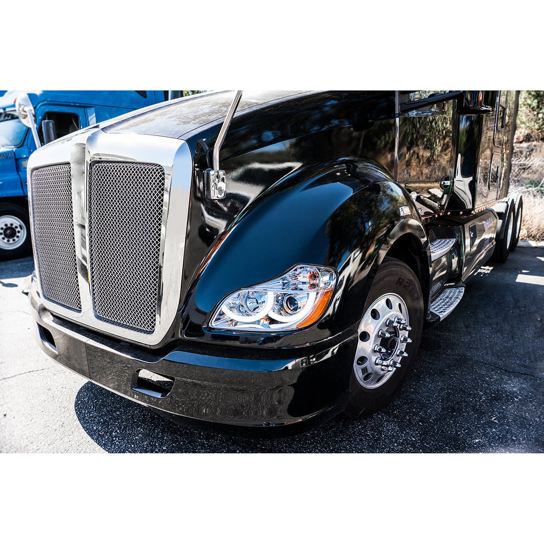 Chrome Projection Headlight With LED Position Light For 2013-2021 Kenworth T680 - Driver