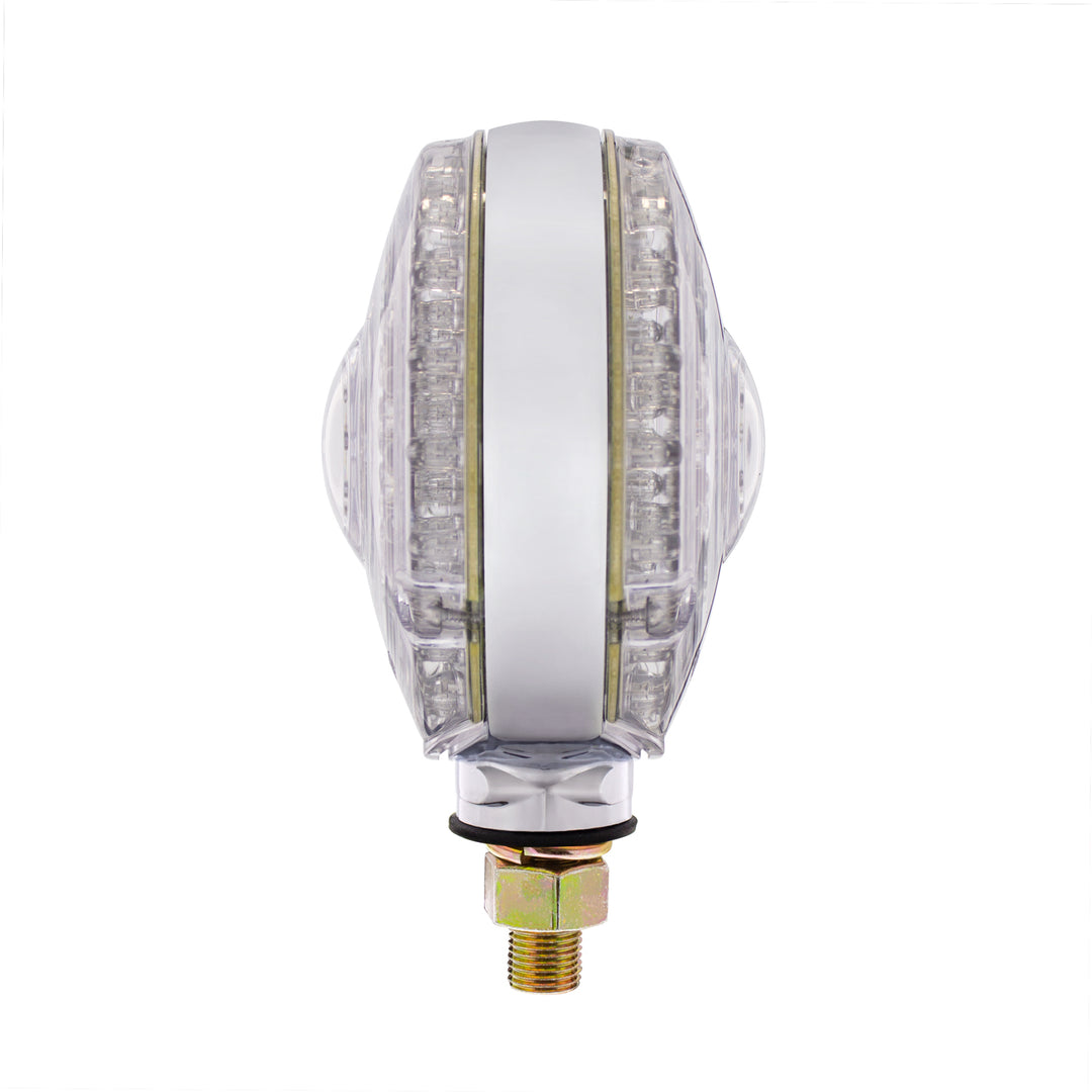 88 LED Single Stud Double Face Turn Signal Light - Amber &amp; Red LED/Clear Lens
