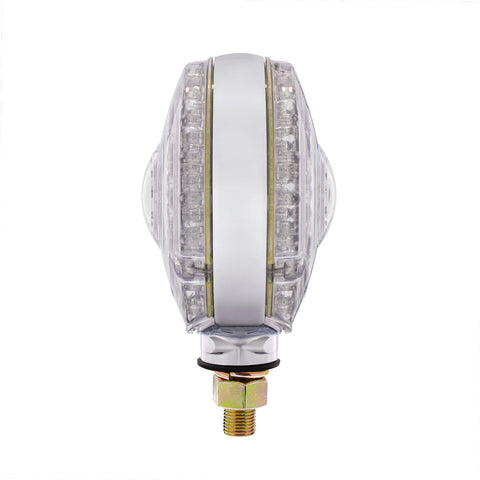 88 LED Single Stud Double Face Turn Signal Light - Amber & Red LED/Clear Lens