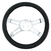 18" Crystal Stitched Leather Steering Wheel Cover - Black Stitching