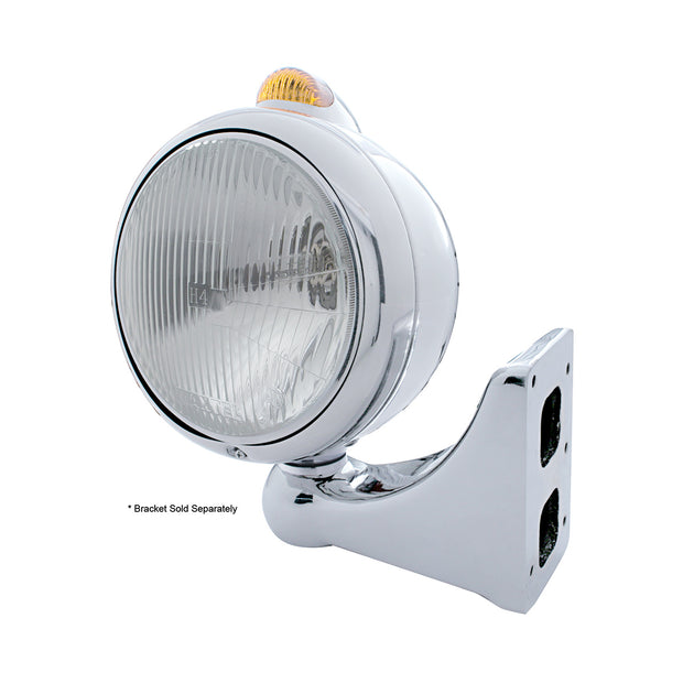 Stainless Steel Guide 682-C Headlight H4 & Dual Mode LED Signal - Amber Lens