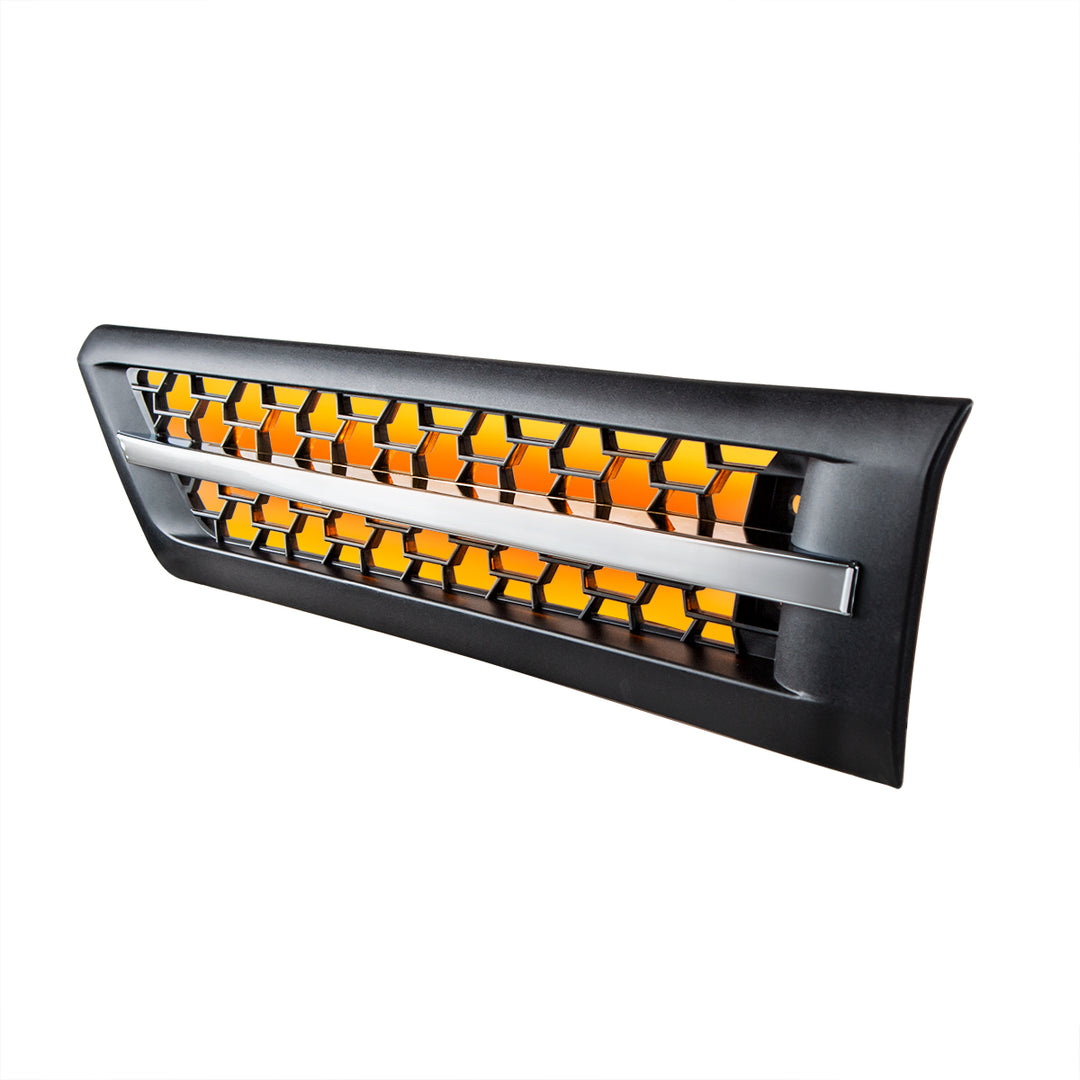 Hood Air Intake Grille With Amber LED For 2018-2024 Freightliner Cascadia 126 - Driver