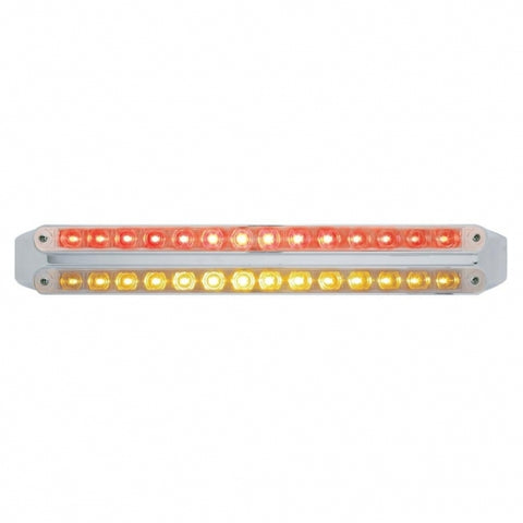 Dual 14 LED 12" Light Bars - Amber & Red LED/Clear Lens